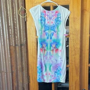 AFRM White with Pastel Blue, Pink and Lavender Hues, Size XL